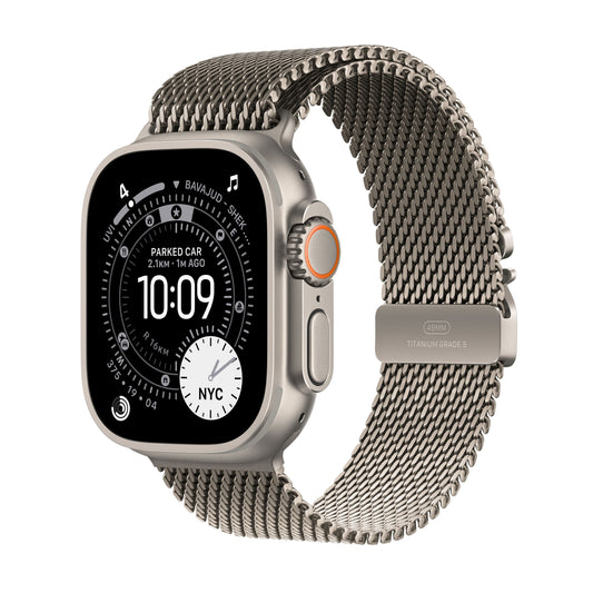 Apple Watch Ultra 3 GPS + Cellular 49mm Natural Titanium Case with Natural Titanium Milanese Loop - Medium
