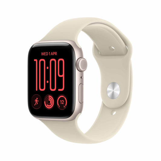 Apple Watch SE 3 GPS + Cellular 44mm Starlight Aluminium Case with Sand Sport Band - S/M