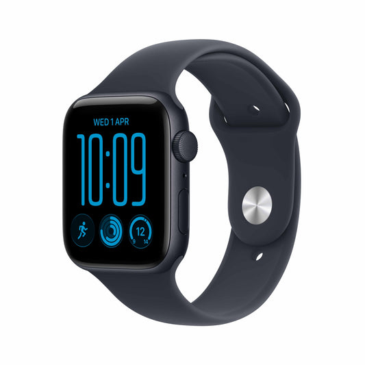 Apple Watch SE 3 GPS 44mm Midnight Aluminium Case with Navy Blue Sport Band - S/M