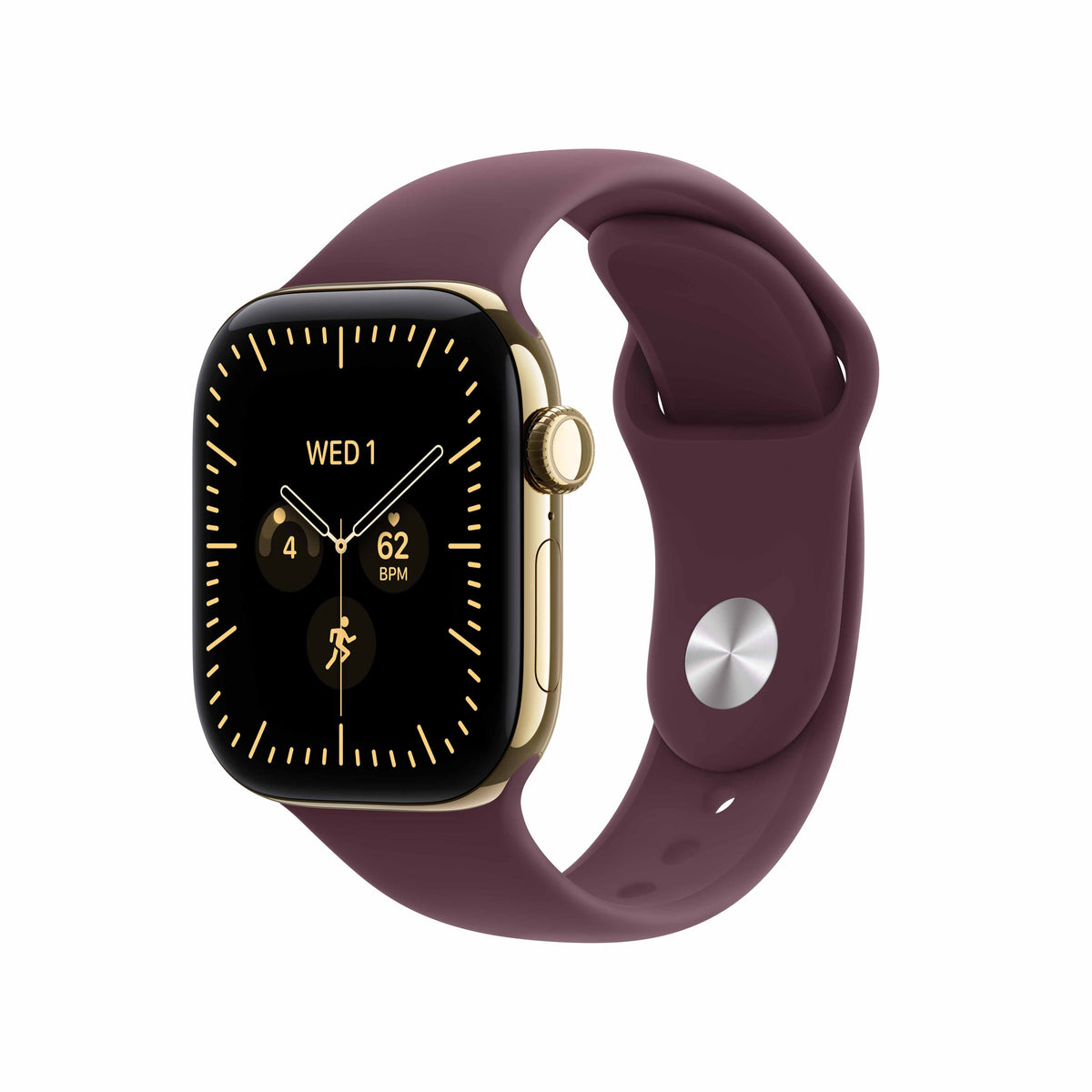 Apple Watch Series 12 GPS + Cellular 42mm Radiant Gold Titanium Case with Burgundy Sport Band - M/L