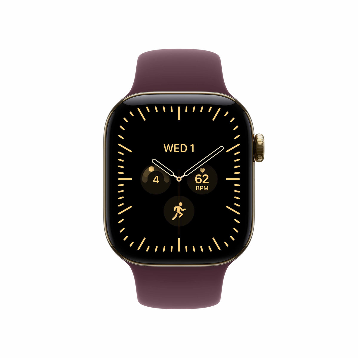 Apple Watch Series 12 GPS + Cellular 42mm Radiant Gold Titanium Case with Burgundy Sport Band - M/L