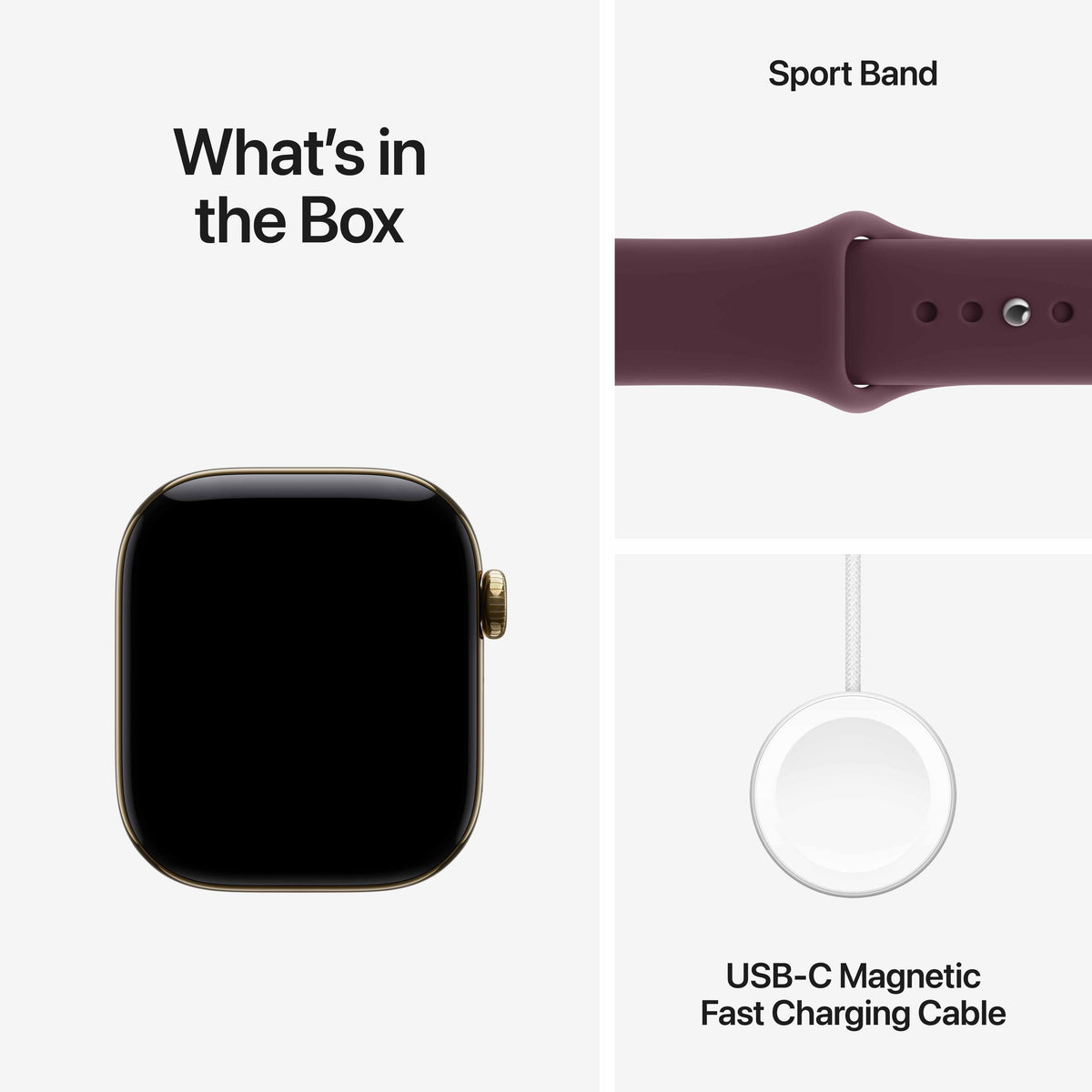 Apple Watch Series 12 GPS + Cellular 42mm Radiant Gold Titanium Case with Burgundy Sport Band - M/L