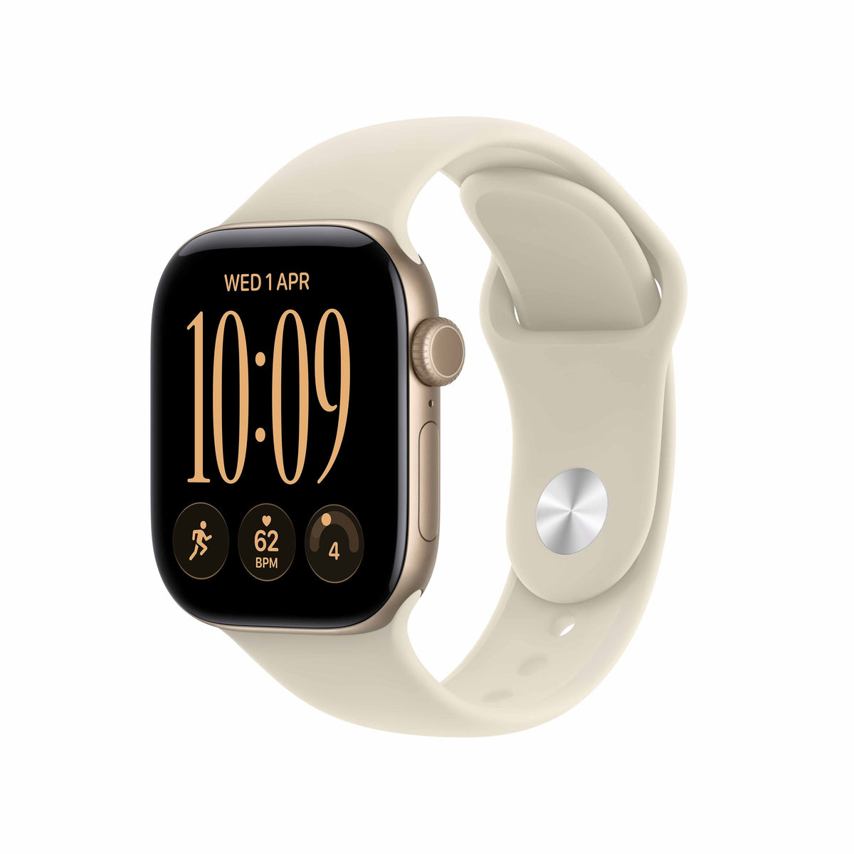 Apple Watch Series 12 GPS + Cellular 42mm Light Gold Aluminium Case with Sand Sport Band - S/M