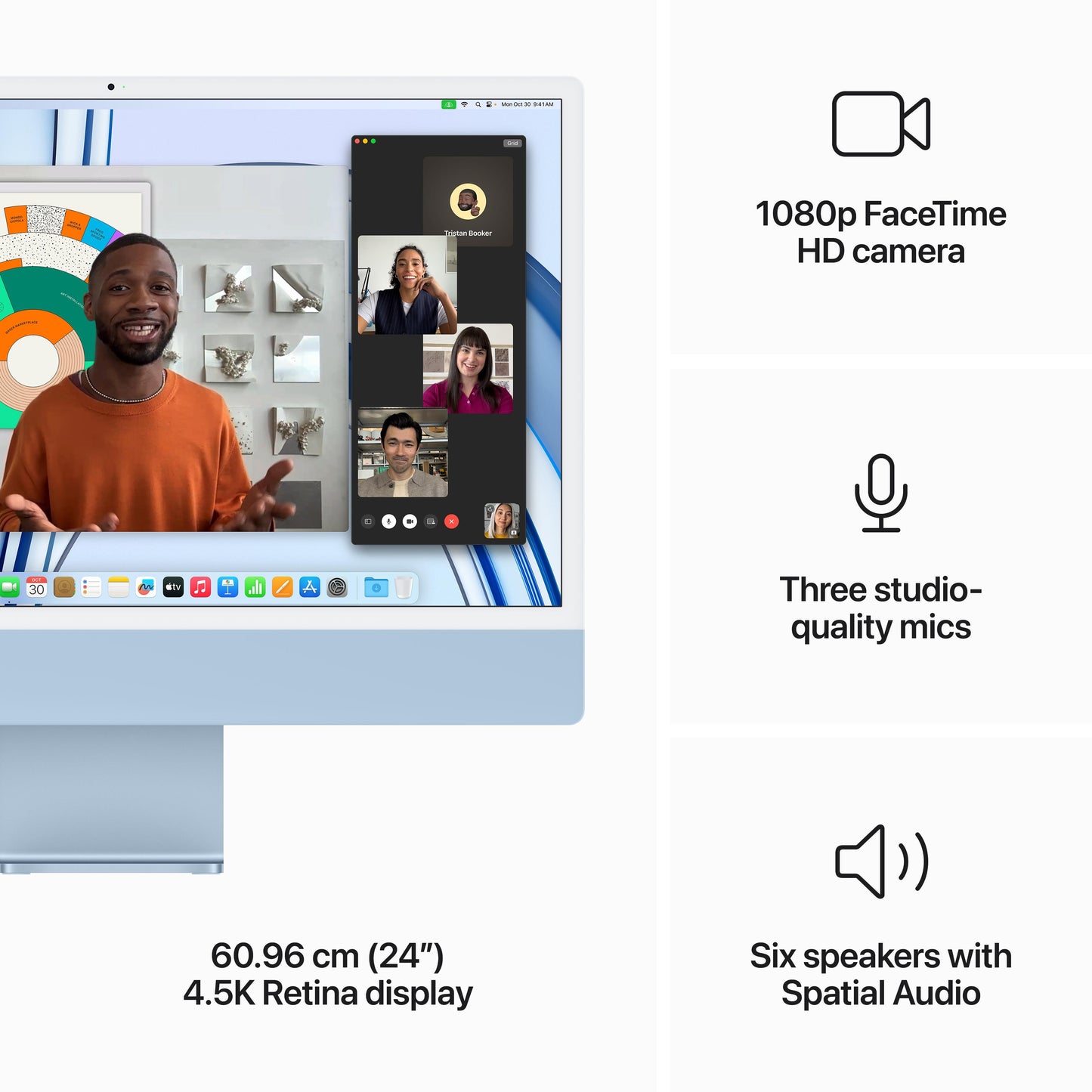 24-inch iMac with Retina 4.5K display: Apple M3 chip with 8?core CPU and 10?core GPU, 512GB SSD - Blue