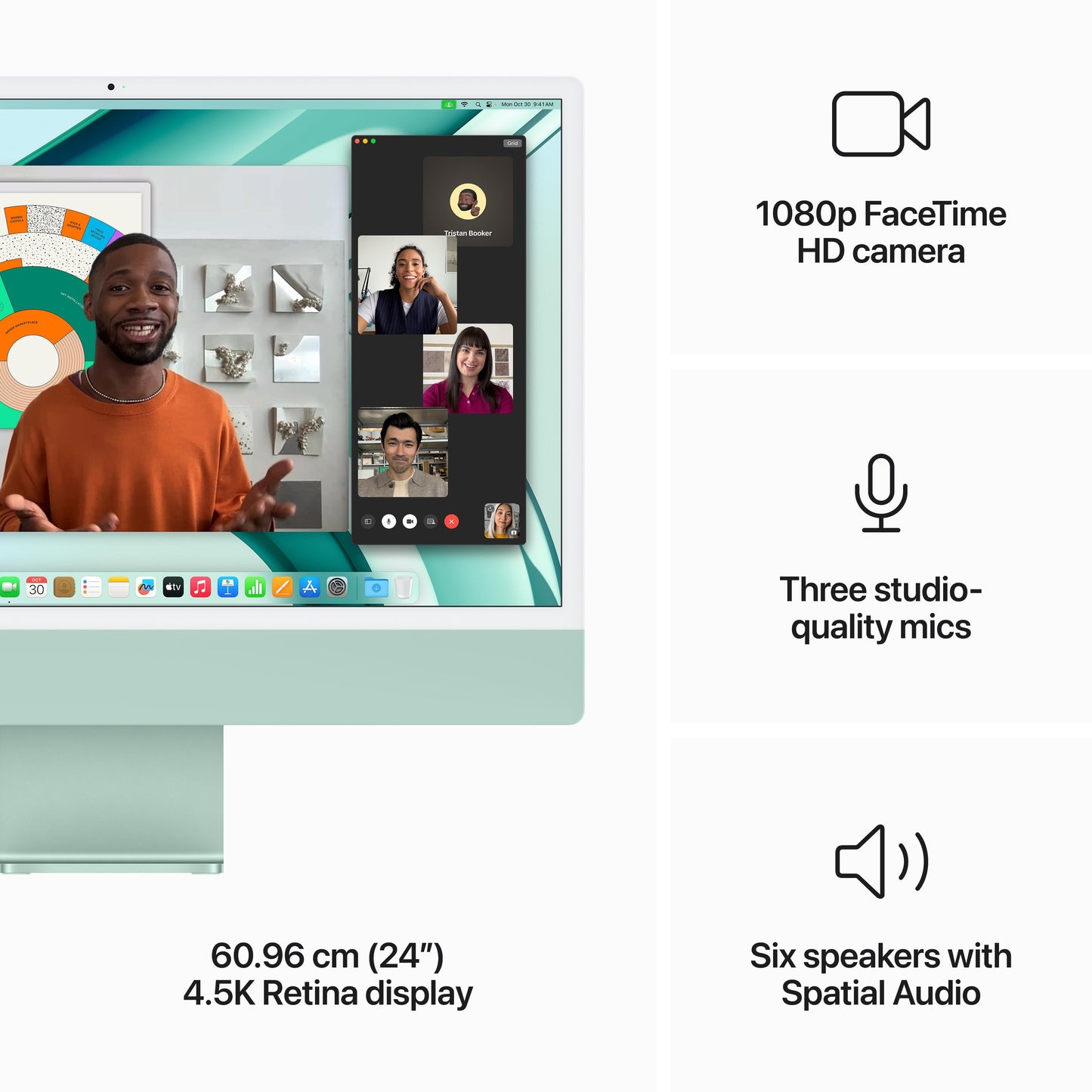 24-inch iMac with Retina 4.5K display: Apple M3 chip with 8?core CPU and 10?core GPU, 512GB SSD - Green