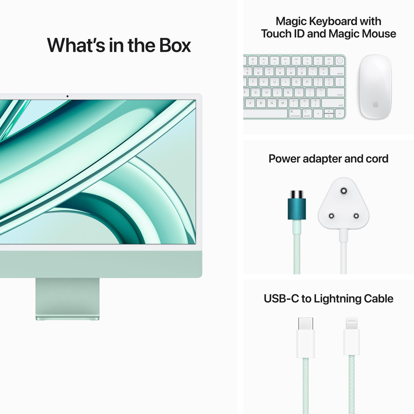 24-inch iMac with Retina 4.5K display: Apple M3 chip with 8?core CPU and 10?core GPU, 512GB SSD - Green