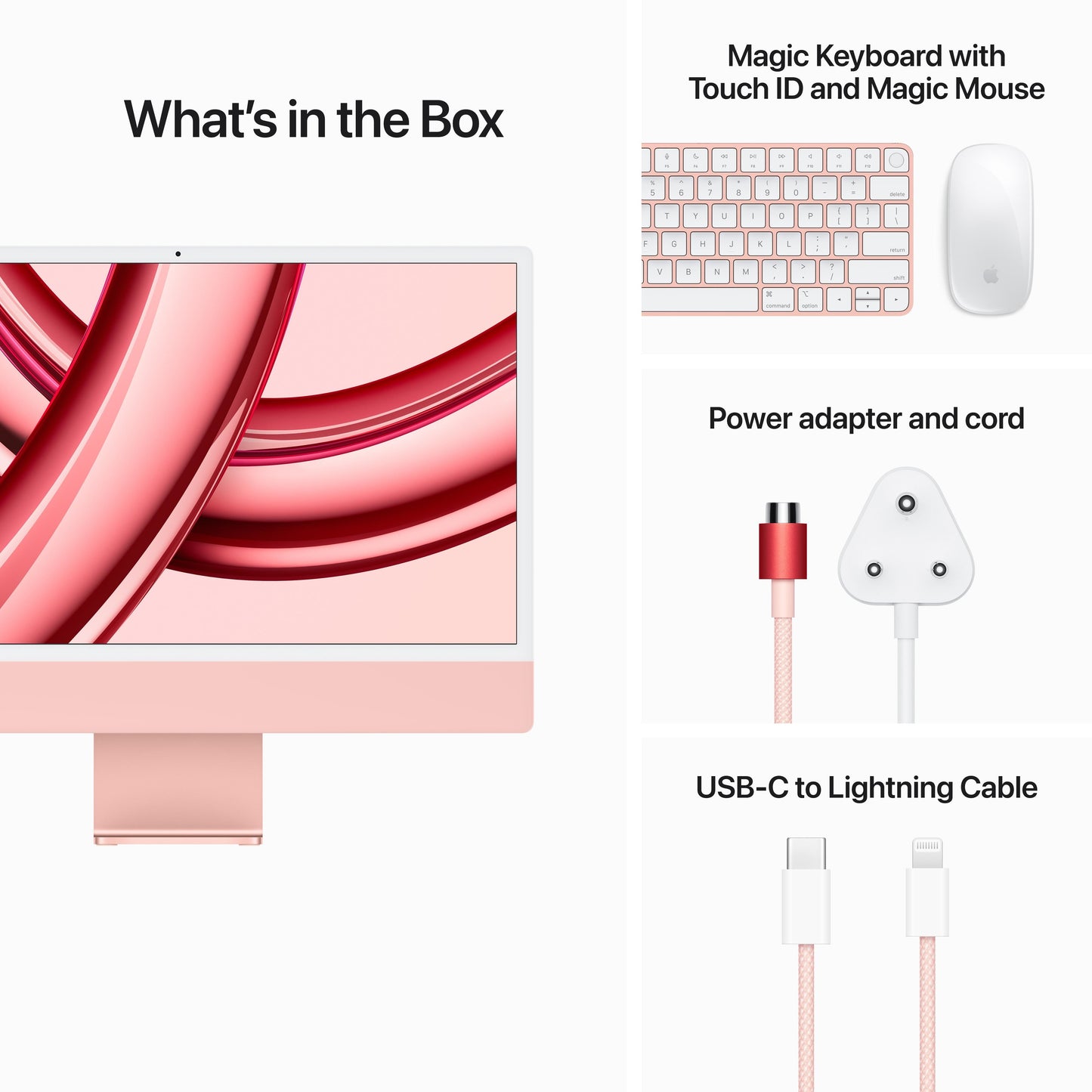 24-inch iMac with Retina 4.5K display: Apple M3 chip with 8?core CPU and 10?core GPU, 512GB SSD - Pink