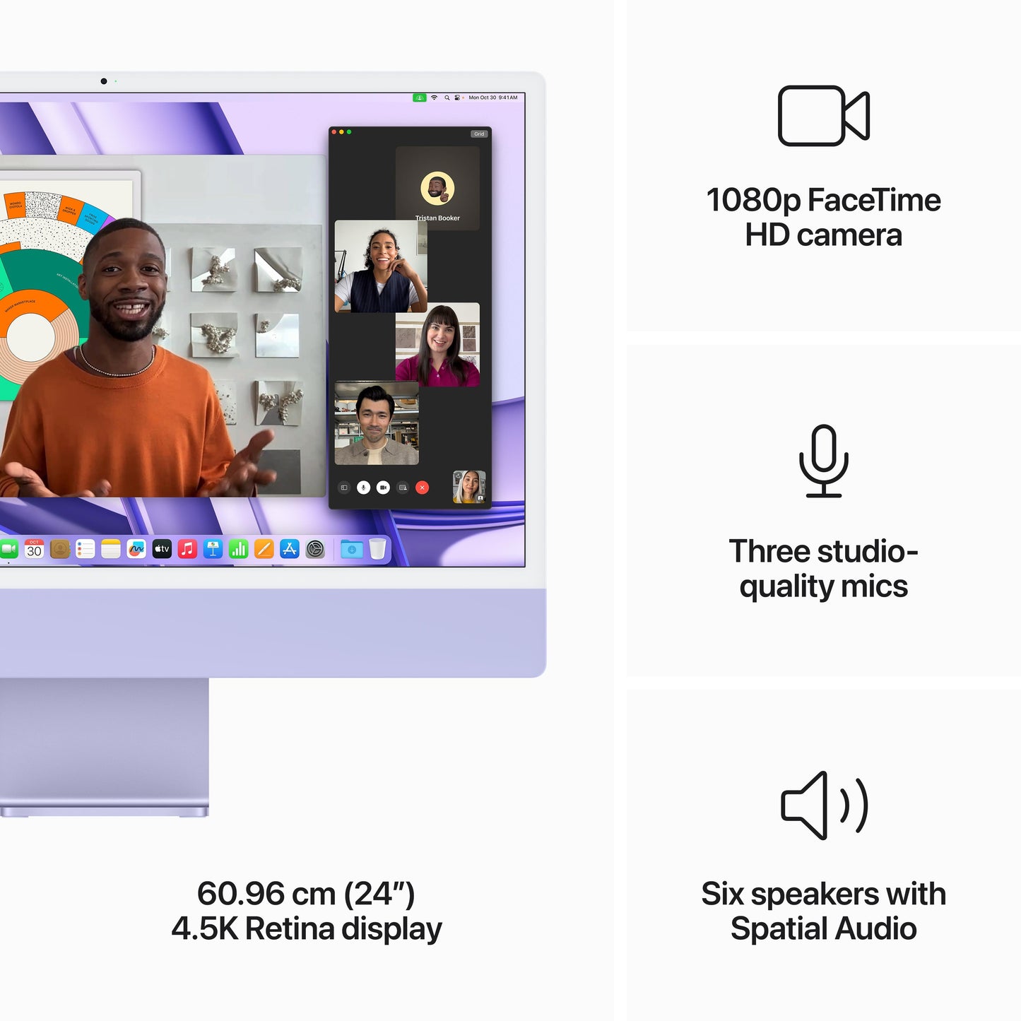 24-inch iMac with Retina 4.5K display: Apple M3 chip with 8?core CPU and 10?core GPU, 512GB SSD - Purple