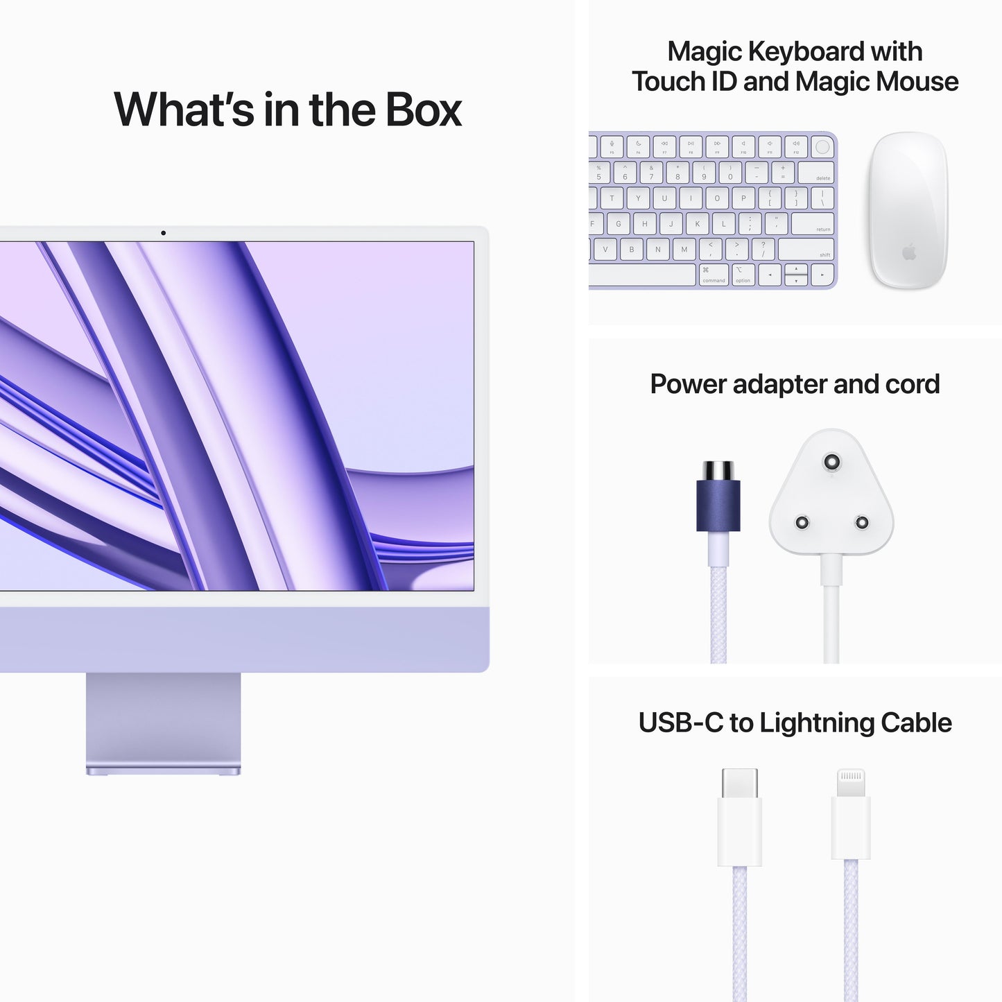 24-inch iMac with Retina 4.5K display: Apple M3 chip with 8?core CPU and 10?core GPU, 512GB SSD - Purple