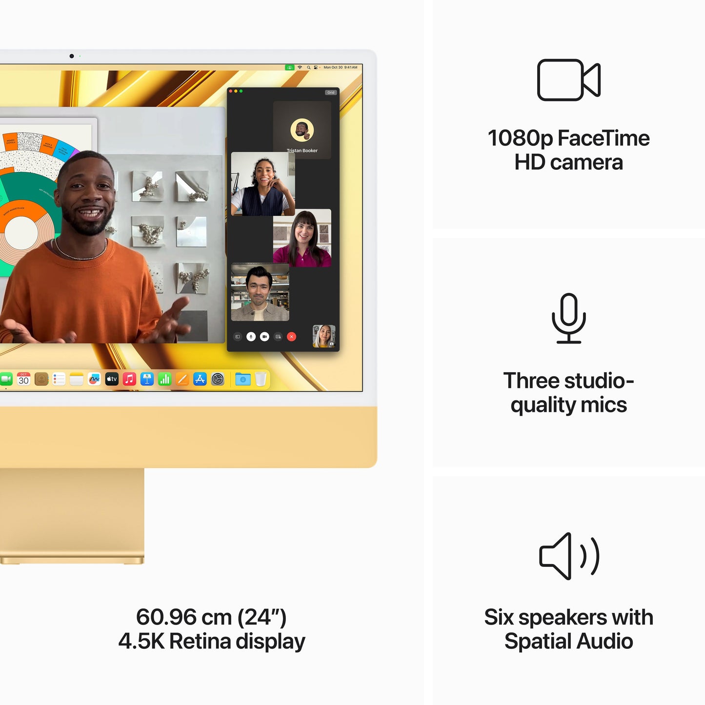 24-inch iMac with Retina 4.5K display: Apple M3 chip with 8?core CPU and 10?core GPU, 256GB SSD - Yellow