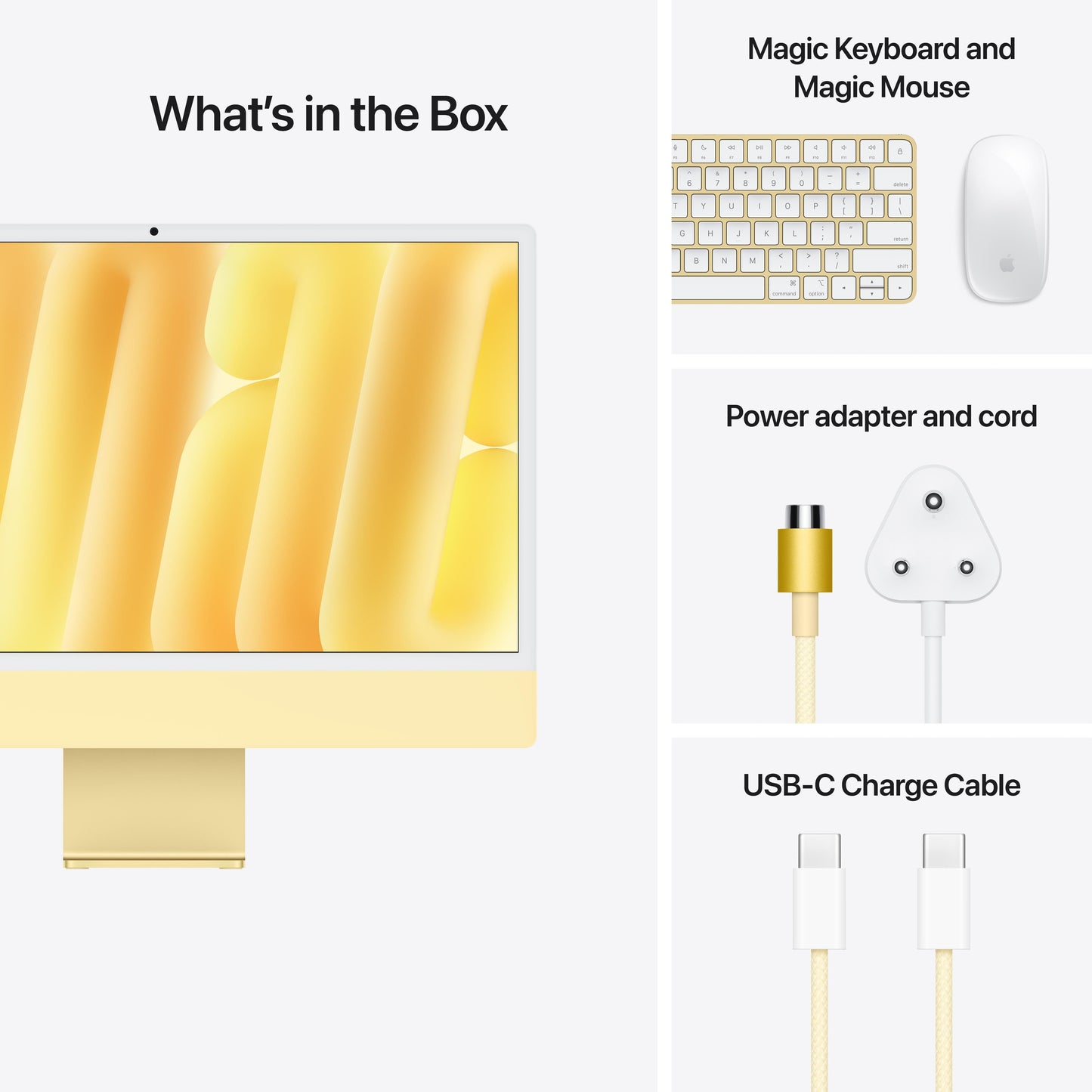 24-inch iMac with Retina 4.5K display: Apple M4 chip with 8-core CPU and 8-core GPU, 256GB SSD - Yellow
