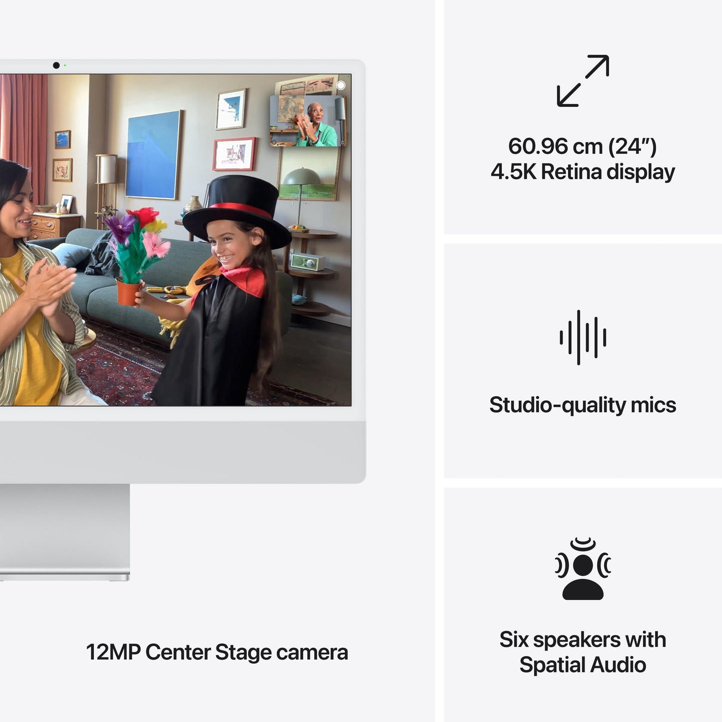 24-inch iMac with Retina 4.5K display: Apple M4 chip with 10-core CPU and 10-core GPU, 256GB SSD - Silver