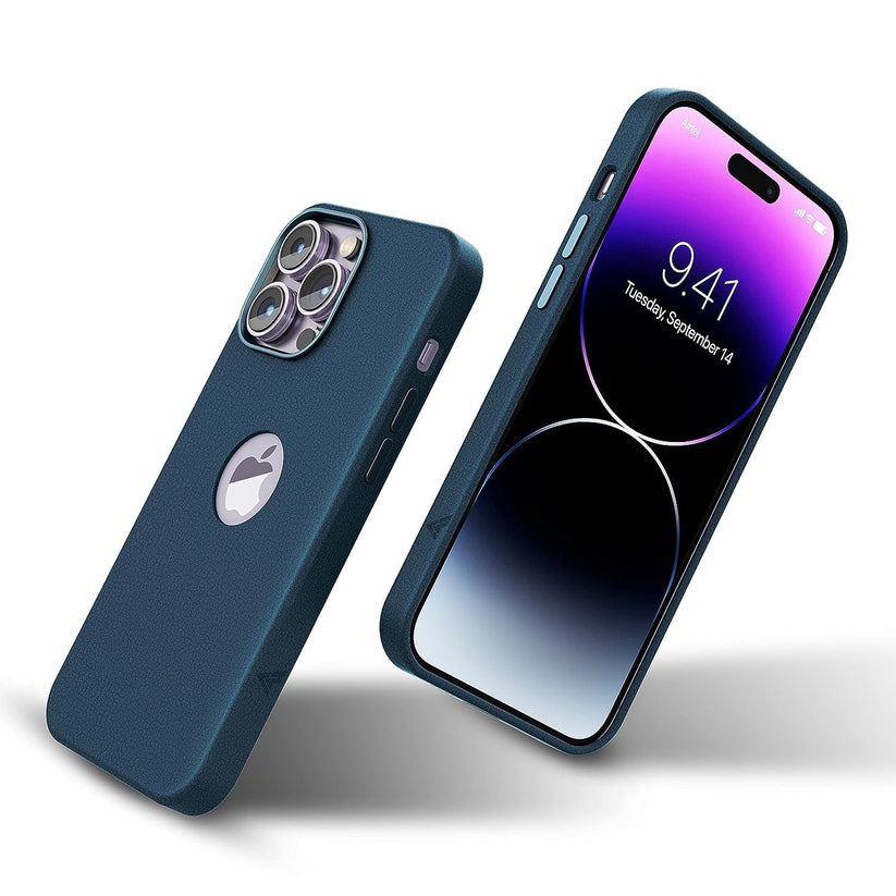 vaku-luxos®-lexza-leather-logocut-case-for-iphone-14-sierra-blue8905129027391